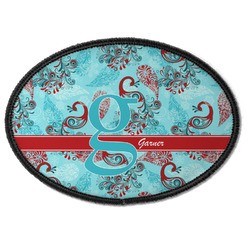 Peacock Iron On Oval Patch w/ Name and Initial