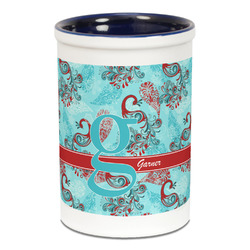 Peacock Ceramic Pencil Holders - Blue