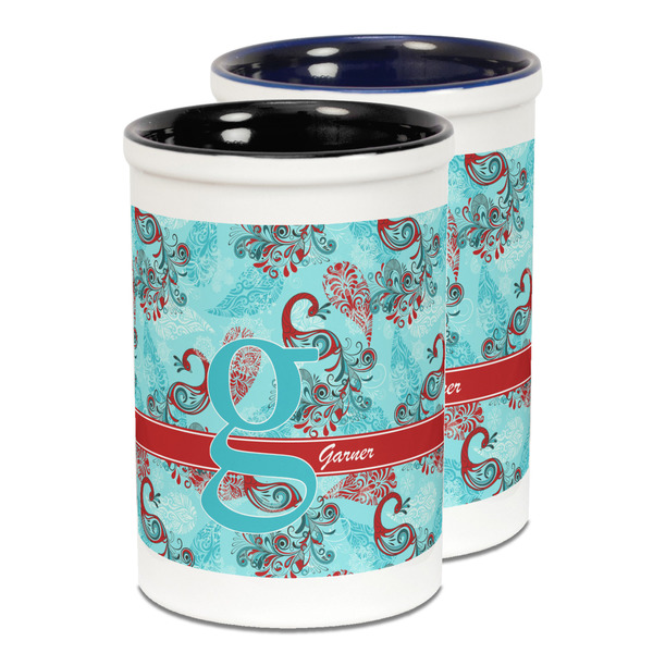 Custom Peacock Ceramic Pencil Holder - Large