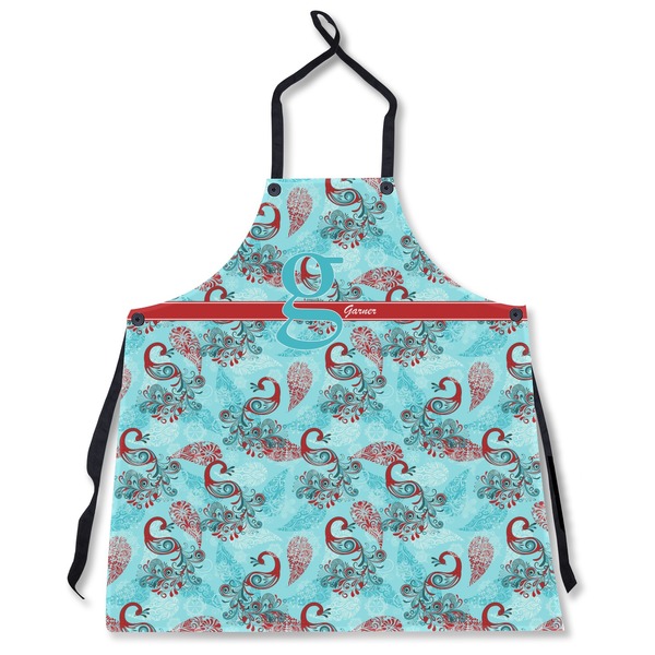 Custom Peacock Apron Without Pockets w/ Name and Initial