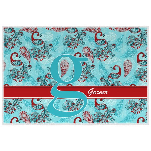 Custom Peacock Laminated Placemat w/ Name and Initial