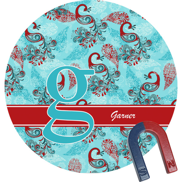 Custom Peacock Round Fridge Magnet (Personalized)