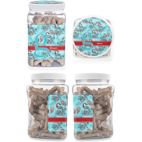 Peacock Pet Treat Jar - Multiple Angles