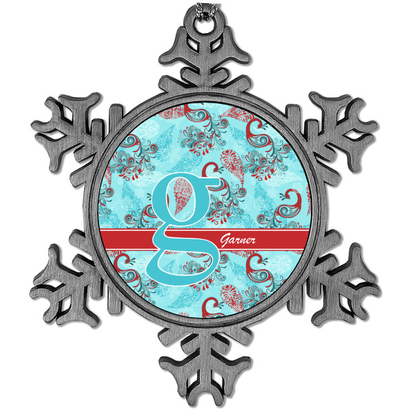 Custom Peacock Vintage Snowflake Ornament (Personalized)