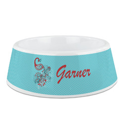 Peacock Plastic Dog Bowl - Medium (Personalized)