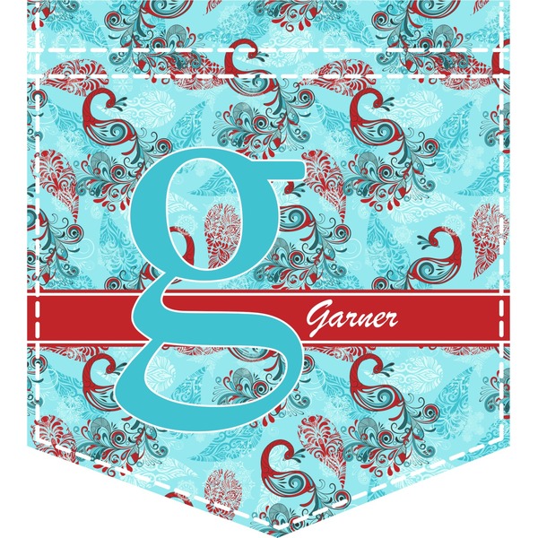 Custom Peacock Iron On Faux Pocket (Personalized)
