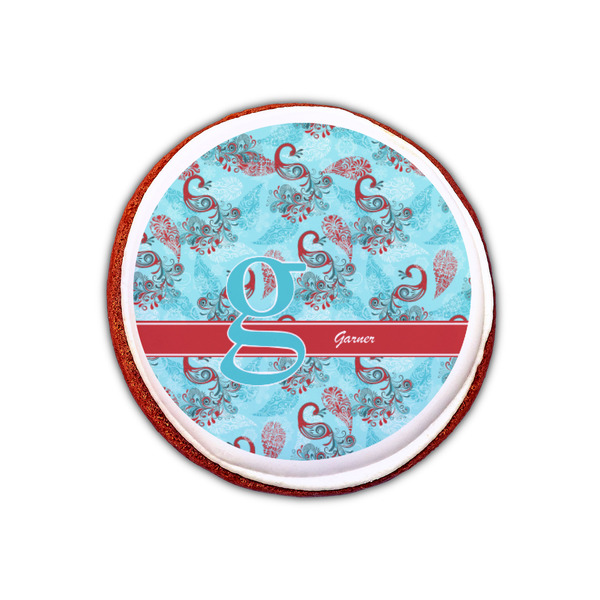 Peacock Printed Icing Circle - XSmall - On Cookie