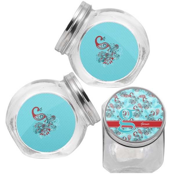 Peacock Puppy Treat Jar - Top Left Right