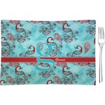 Peacock Rectangular Glass Appetizer / Dessert Plate - Single or Set (Personalized)