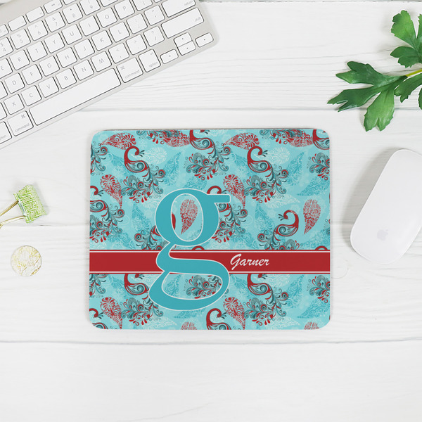 Peacock Rectangular Mouse Pad - LIFESTYLE 2