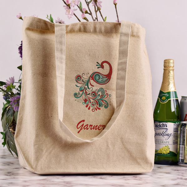 Peacock Reusable Cotton Grocery Bag - In Context