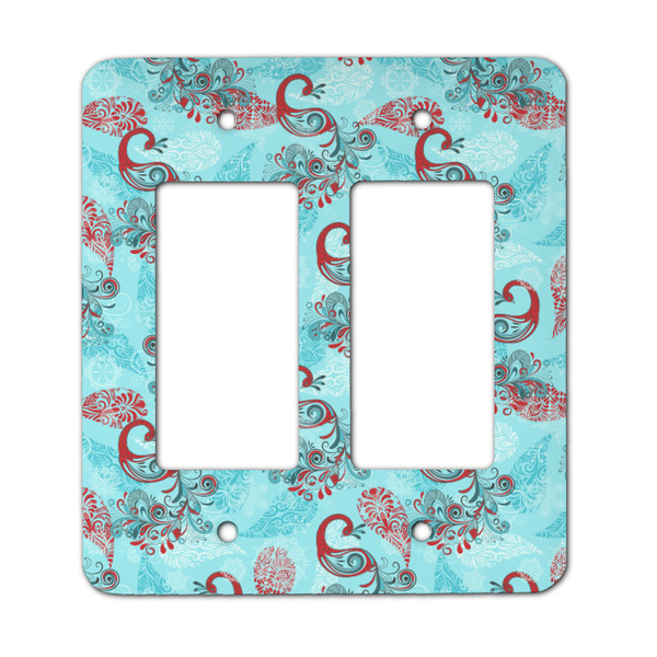 Custom Peacock Rocker Style Light Switch Cover - Two Switch