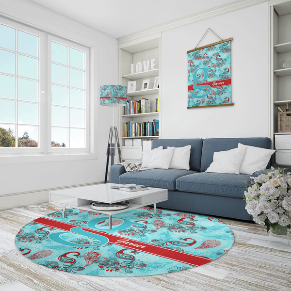 Peacock Round Area Rug - IN CONTEXT