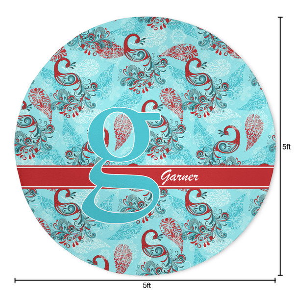 Peacock Round Area Rug - Size