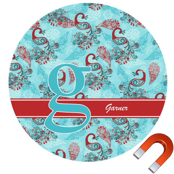 Custom Peacock Round Car Magnet - 10" (Personalized)