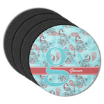 Peacock Round Rubber Backed Coasters - Set of 4 (Personalized)