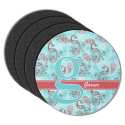 Peacock Round Rubber Backed Coasters - Set of 4 (Personalized)