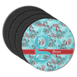 Peacock Round Rubber Backed Coasters - Set of 4 (Personalized)