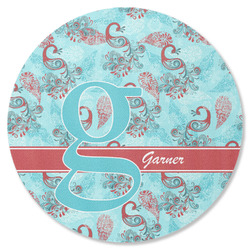 Peacock Round Rubber Backed Coaster (Personalized)