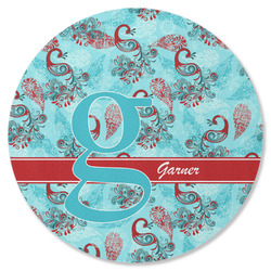 Peacock Round Rubber Backed Coaster (Personalized)