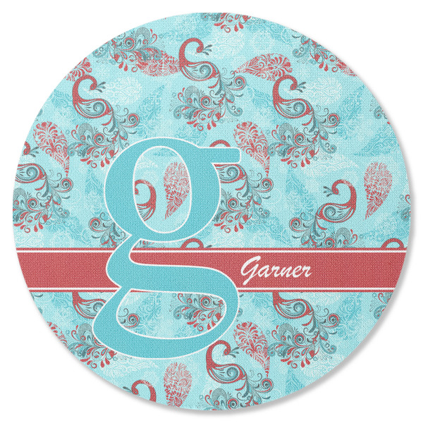 Custom Peacock Round Rubber Backed Coaster (Personalized)