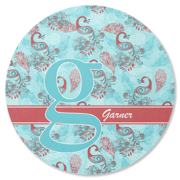Custom Peacock Round Rubber Backed Coaster (Personalized)