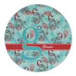 Peacock Round Linen Placemat (Personalized)