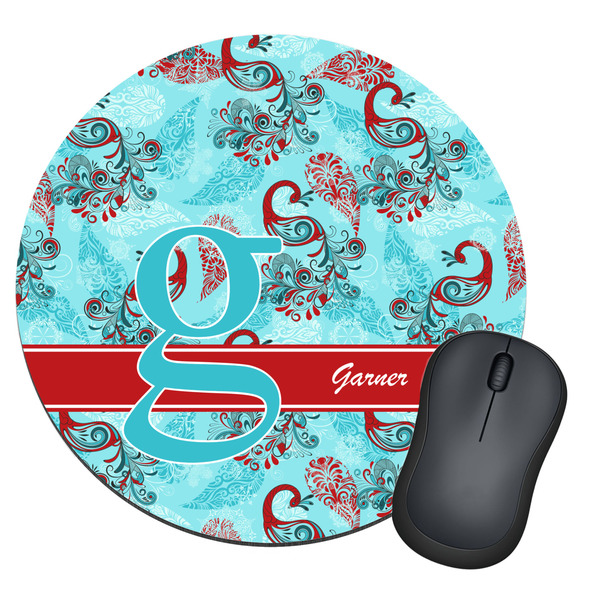 Custom Peacock Round Mouse Pad (Personalized)