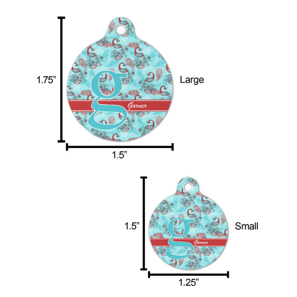 Peacock Round Pet ID Tag - Large - Comparison Scale