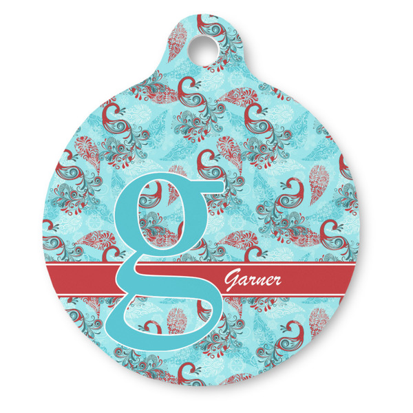 Custom Peacock Round Pet ID Tag - Large (Personalized)