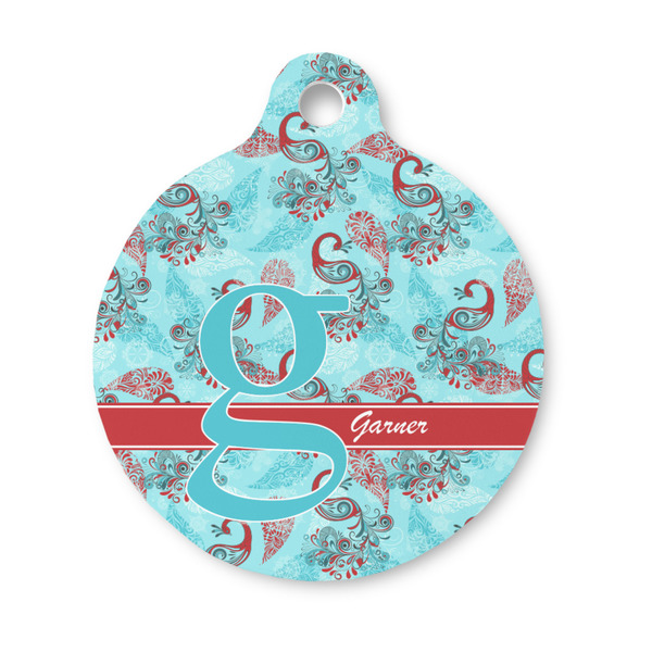 Custom Peacock Round Pet ID Tag - Small (Personalized)
