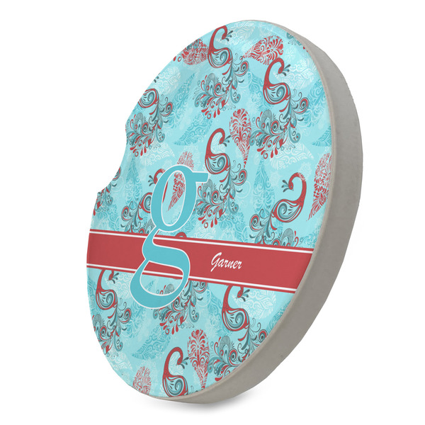 Peacock Sandstone Car Coaster - STANDING ANGLE