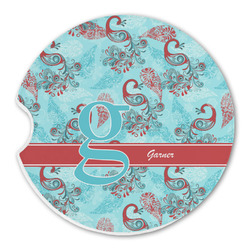 Peacock Sandstone Car Coaster - Single (Personalized)