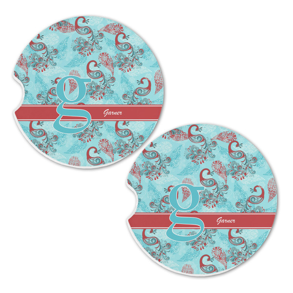 Peacock Sandstone Car Coasters - Set of 2