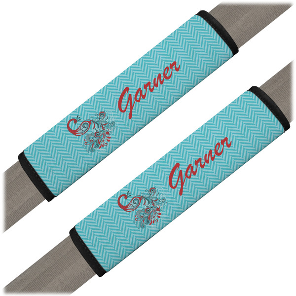 Custom Peacock Seat Belt Covers (Set of 2) (Personalized)