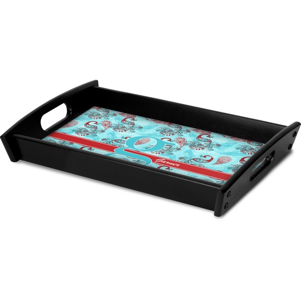 Peacock Serving Tray Black - Corner