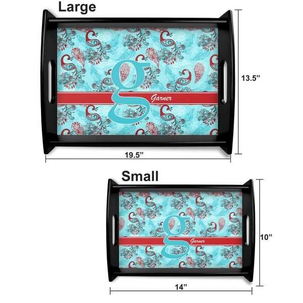 Peacock Serving Tray Black Sizes