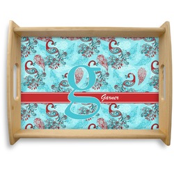 Peacock Natural Wooden Tray - Large (Personalized)
