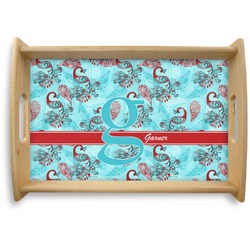 Peacock Natural Wooden Tray - Small (Personalized)