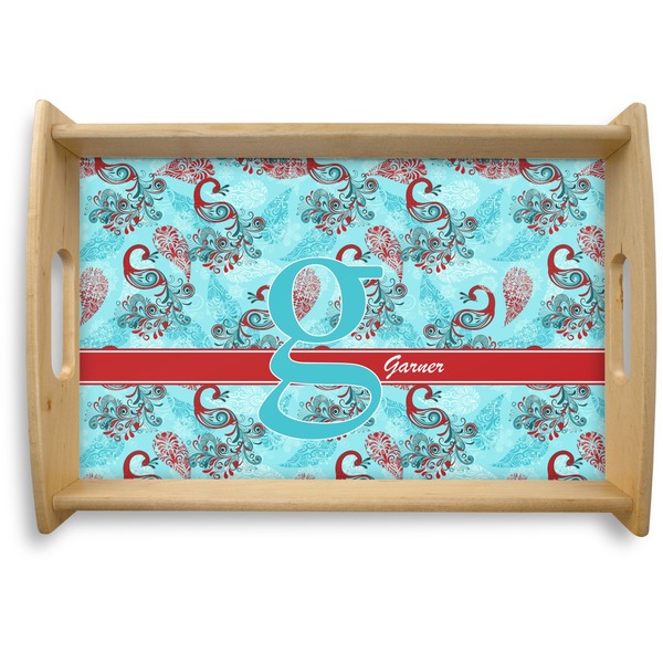 Custom Peacock Natural Wooden Tray - Small (Personalized)