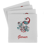 Peacock Absorbent Stone Coasters - Set of 4 (Personalized)