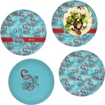 Peacock Set of 4 Glass Lunch / Dinner Plate 10" (Personalized)