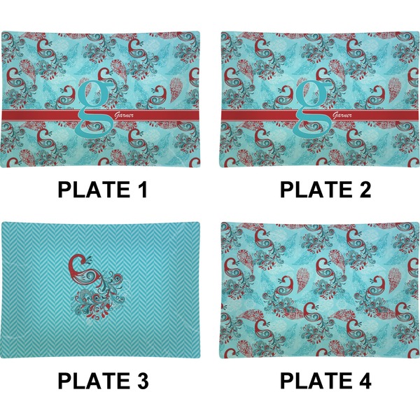 Peacock Set of Rectangular Appetizer / Dessert Plates (Approval)