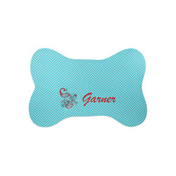 Peacock Bone Shaped Dog Food Mat (Small) (Personalized)