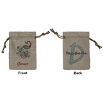 Peacock Small Burlap Gift Bag - Front & Back (Personalized)