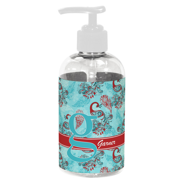 Custom Peacock Plastic Soap / Lotion Dispenser (8 oz - Small - White) (Personalized)
