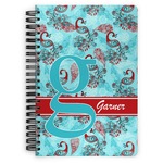 Peacock Spiral Notebook - 7x10 w/ Name and Initial