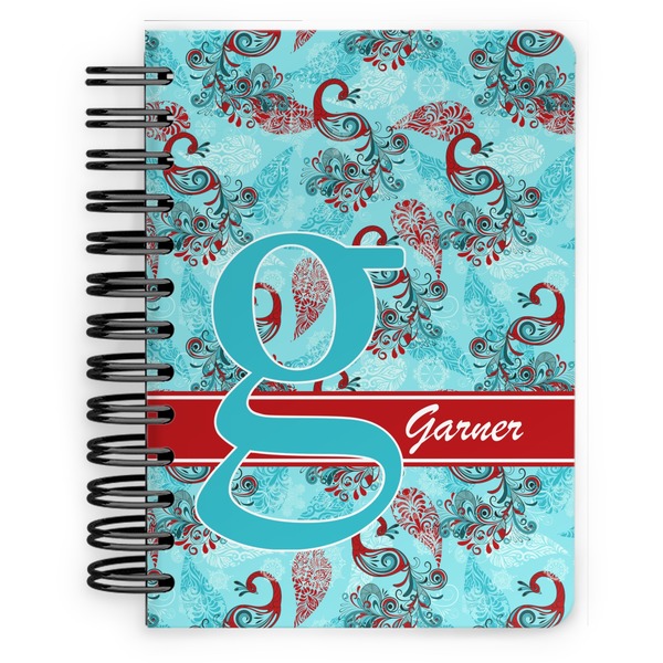 Custom Peacock Spiral Notebook - 5x7 w/ Name and Initial