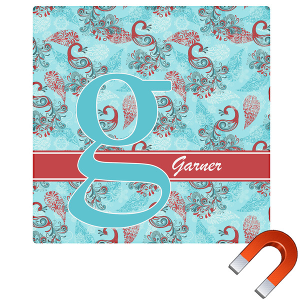 Custom Peacock Square Car Magnet - 10" (Personalized)