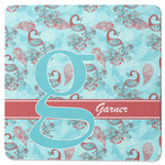 Peacock Square Rubber Backed Coaster (Personalized)